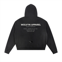 Wolvyn Apparel zip hoodie in black with on-back white text