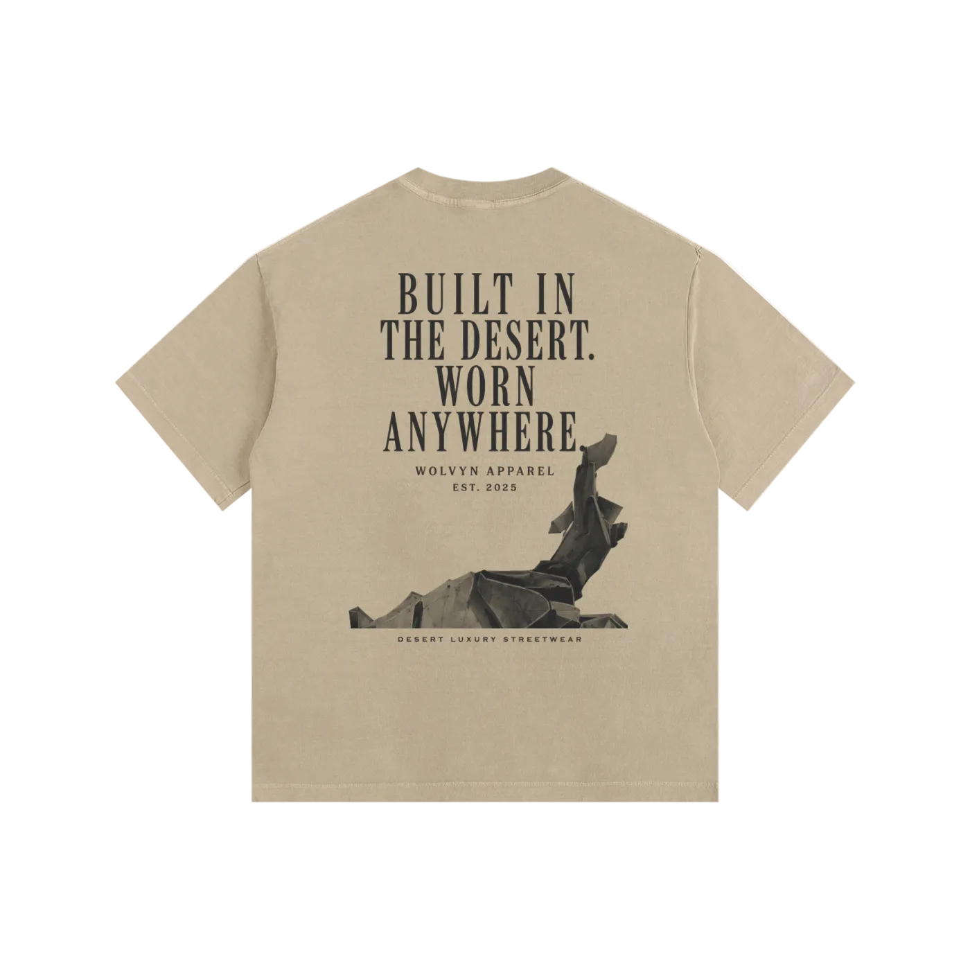 Built In The Desert by Wolvyn Apparel Vintage Washed Oversized Cotton T-Shirt