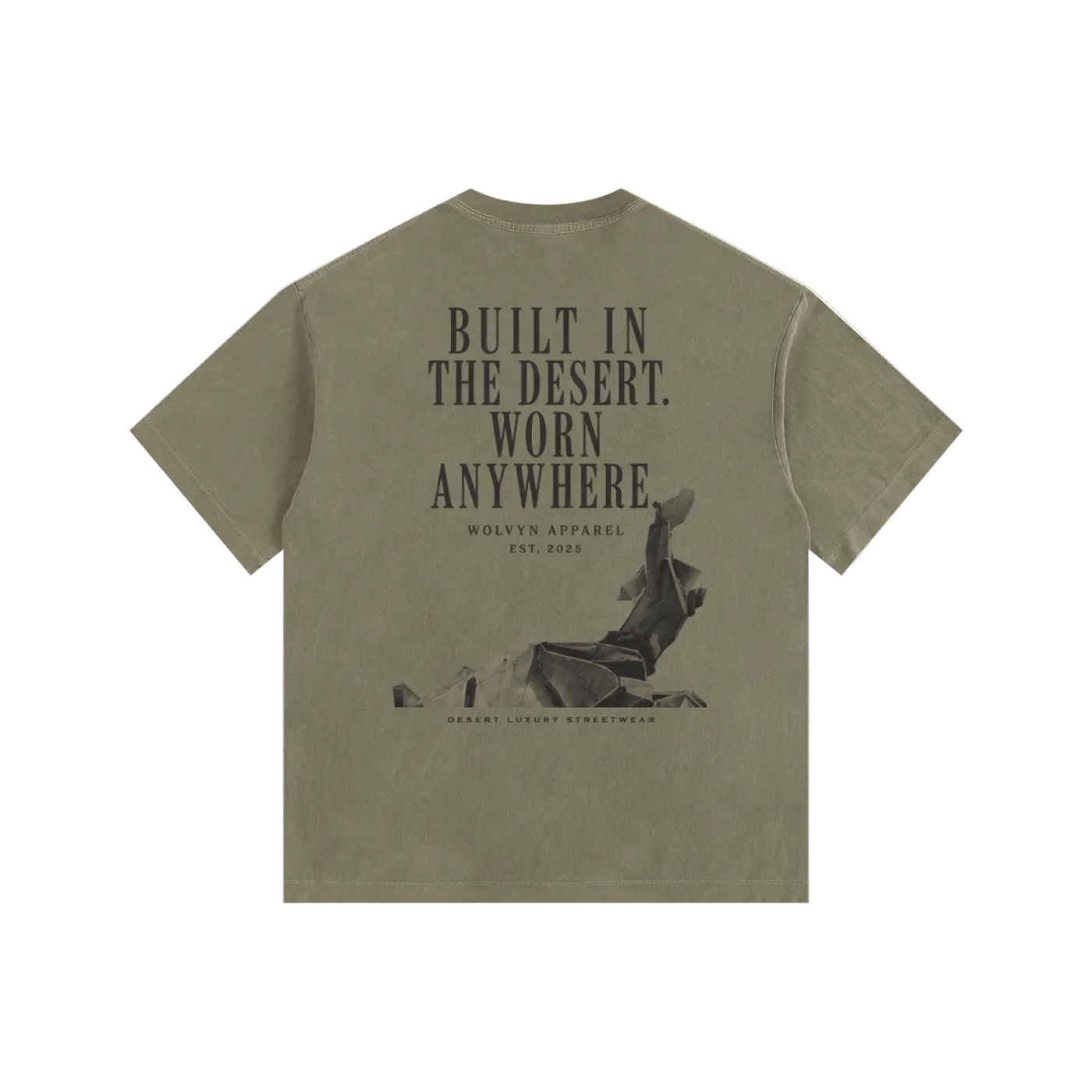 Built In The Desert by Wolvyn Apparel Vintage Washed Oversized Cotton T-Shirt - Wolvyn Apparel