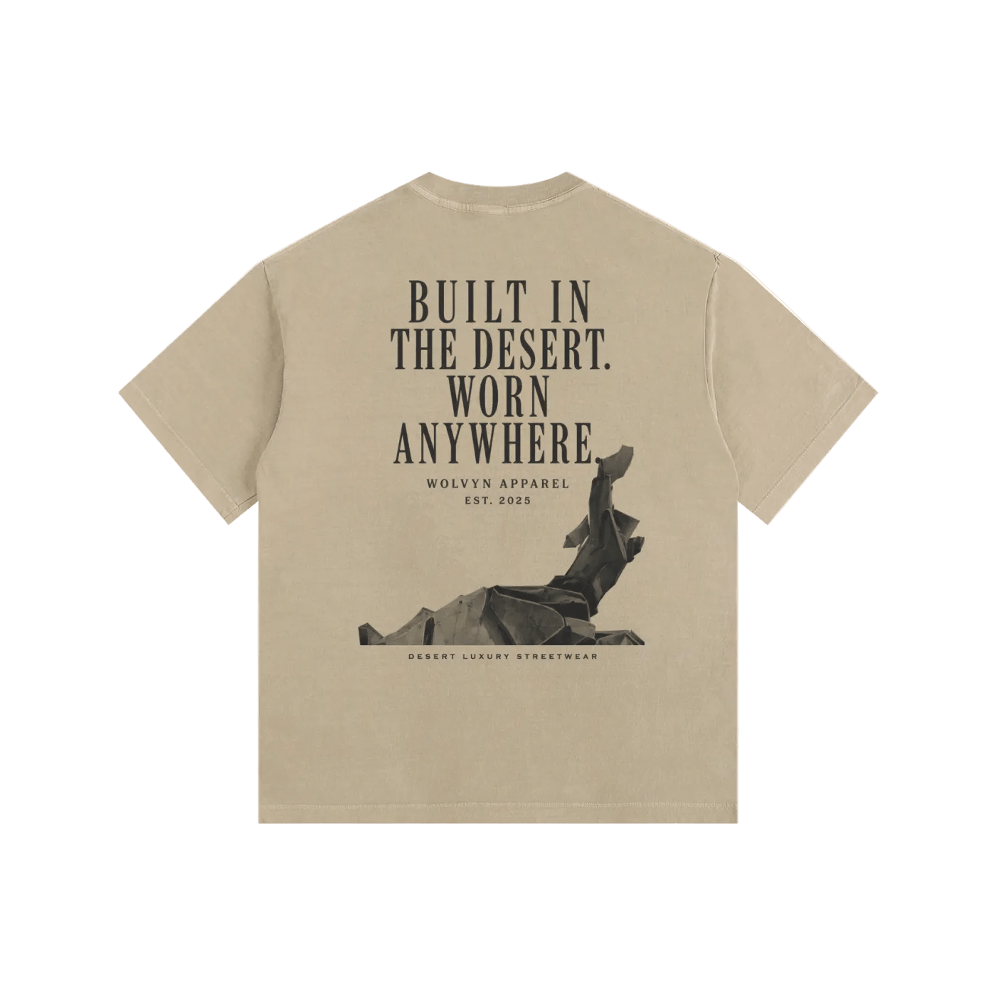 Built In The Desert by Wolvyn Apparel Vintage Washed Oversized Cotton T-Shirt - Wolvyn Apparel