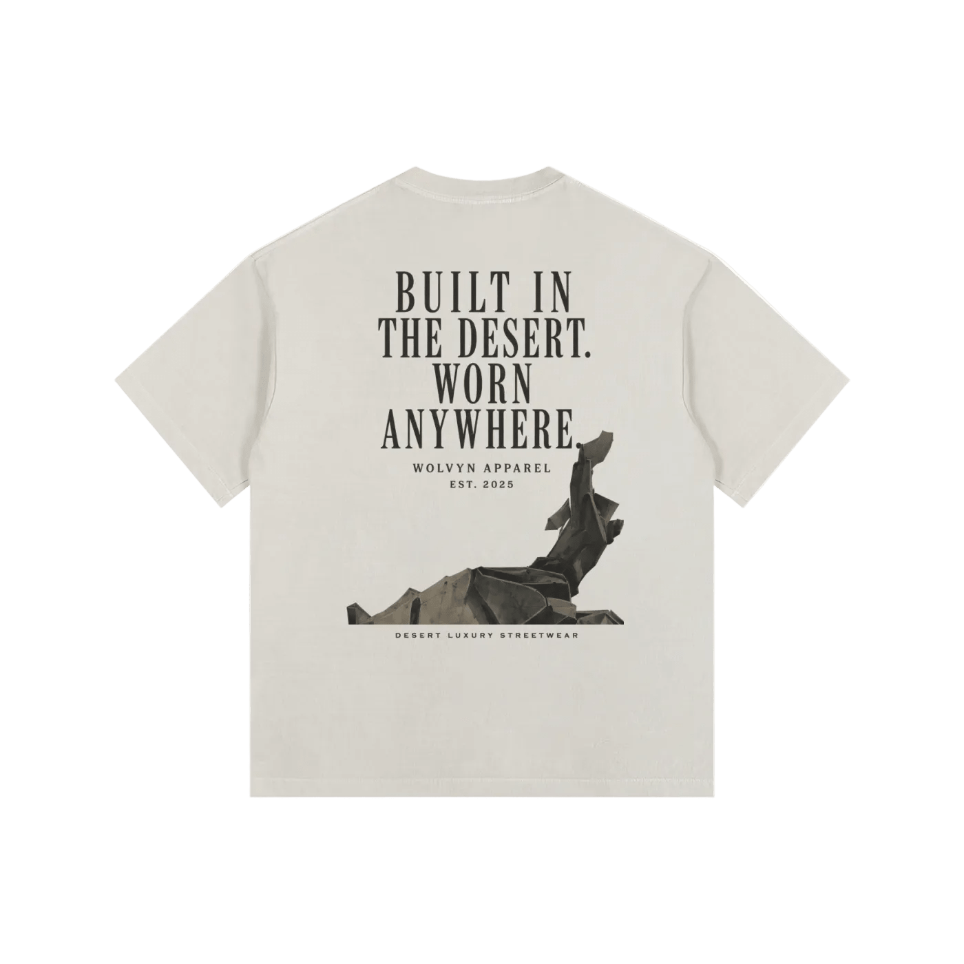 Built In The Desert by Wolvyn Apparel Vintage Washed Oversized Cotton T-Shirt - Wolvyn Apparel