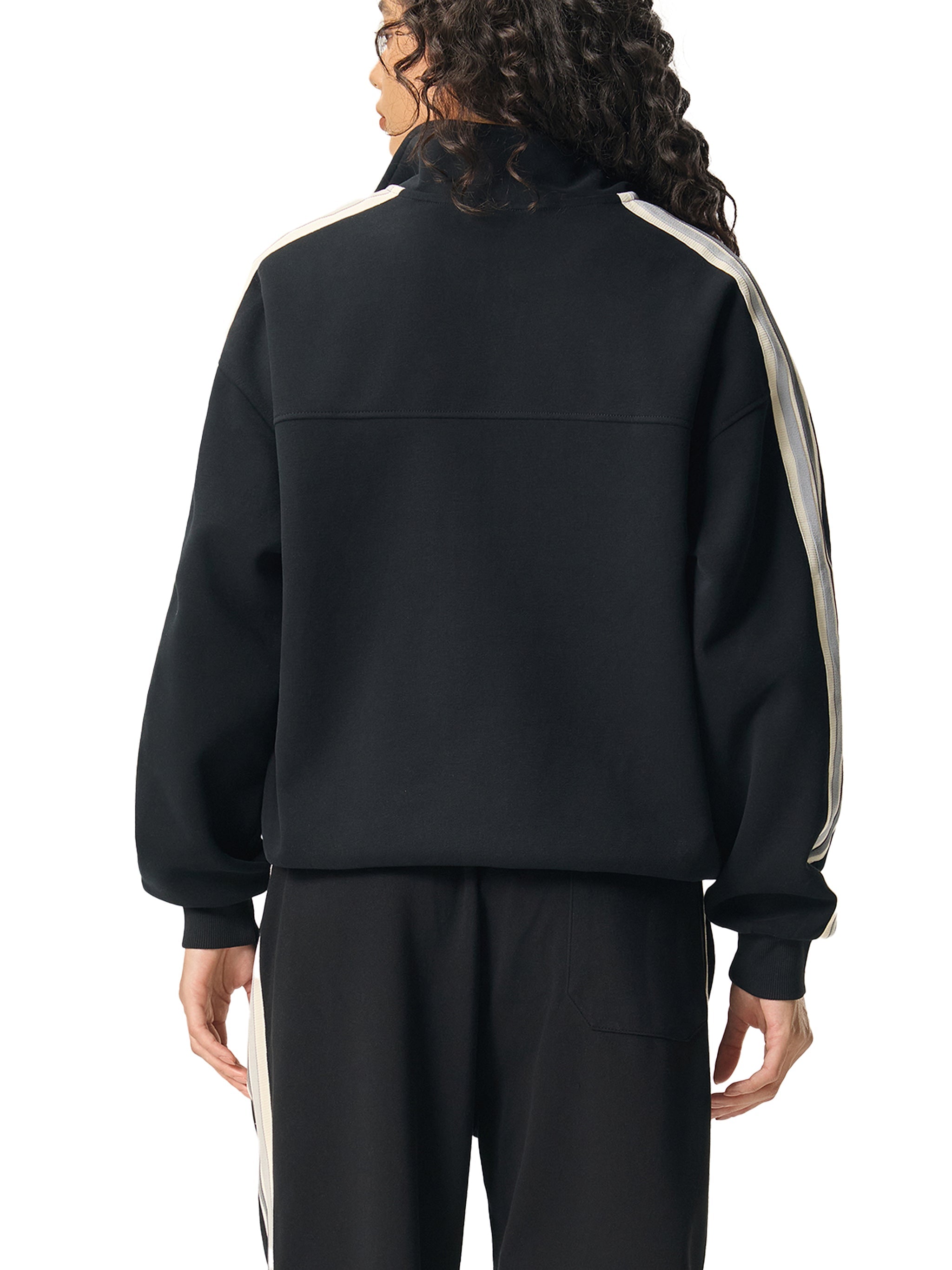 Contrast Side - Stripe Stand Collar Jacket - Wolvyn Apparel