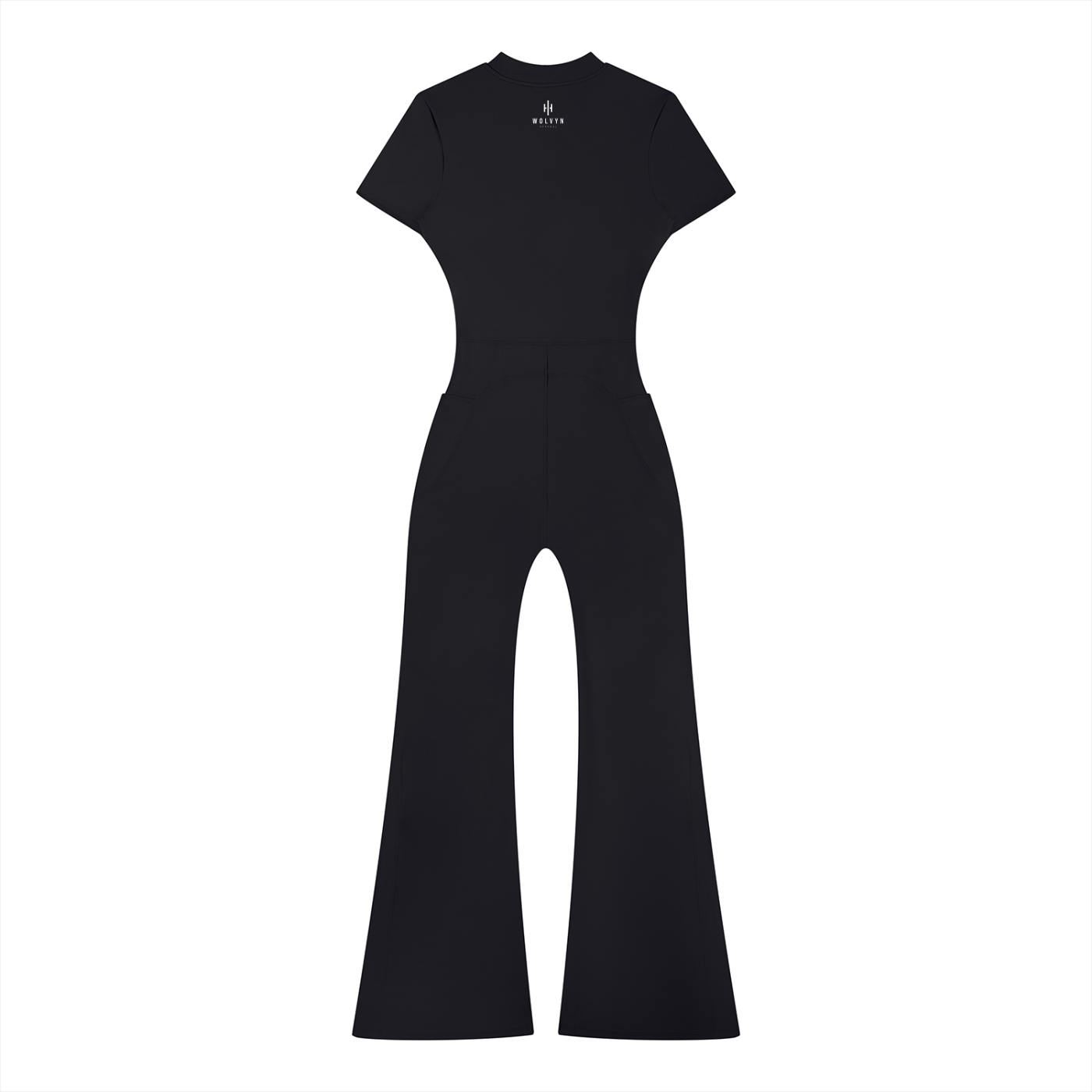 Wolvyn Apparel Women’s Tight Flared Leg Quarter-Zip Jumpsuit