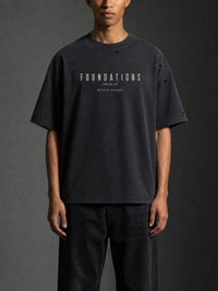 Tshirt Foundations Stone by Wolvyn Apparel with distressed vintage-washed fabric, boxy oversized fit