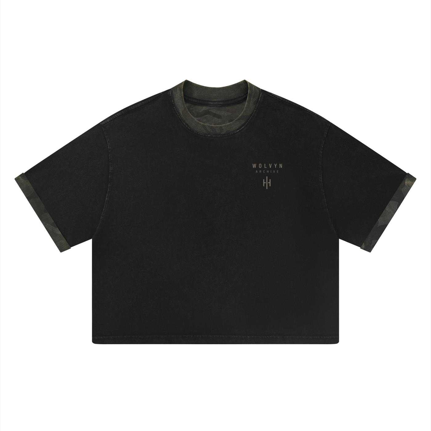Wolvyn Apparel ‘Archive’ Unisex Mineral Washed Boxy Panel T-Shirt