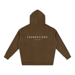 Hoodie, brown oversized fleeced Foundations 002 back view, ODMPOD for Wolvyn Apparel, Desert Luxury Streetwear