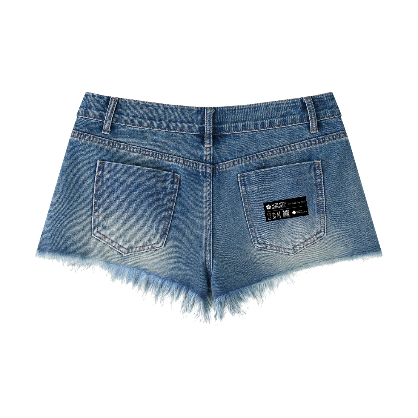 Wolvyn Apparel Women's Vintage Wash Raw Hem Denim Shorts