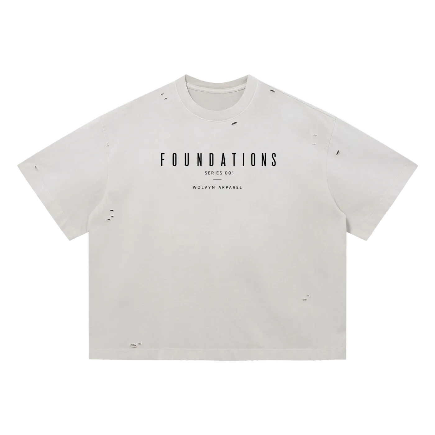 Wolvyn Apparel ‘Foundations Stone’ (Black Text) Vintage Washed Distressed Boxy Oversized T-Shirt