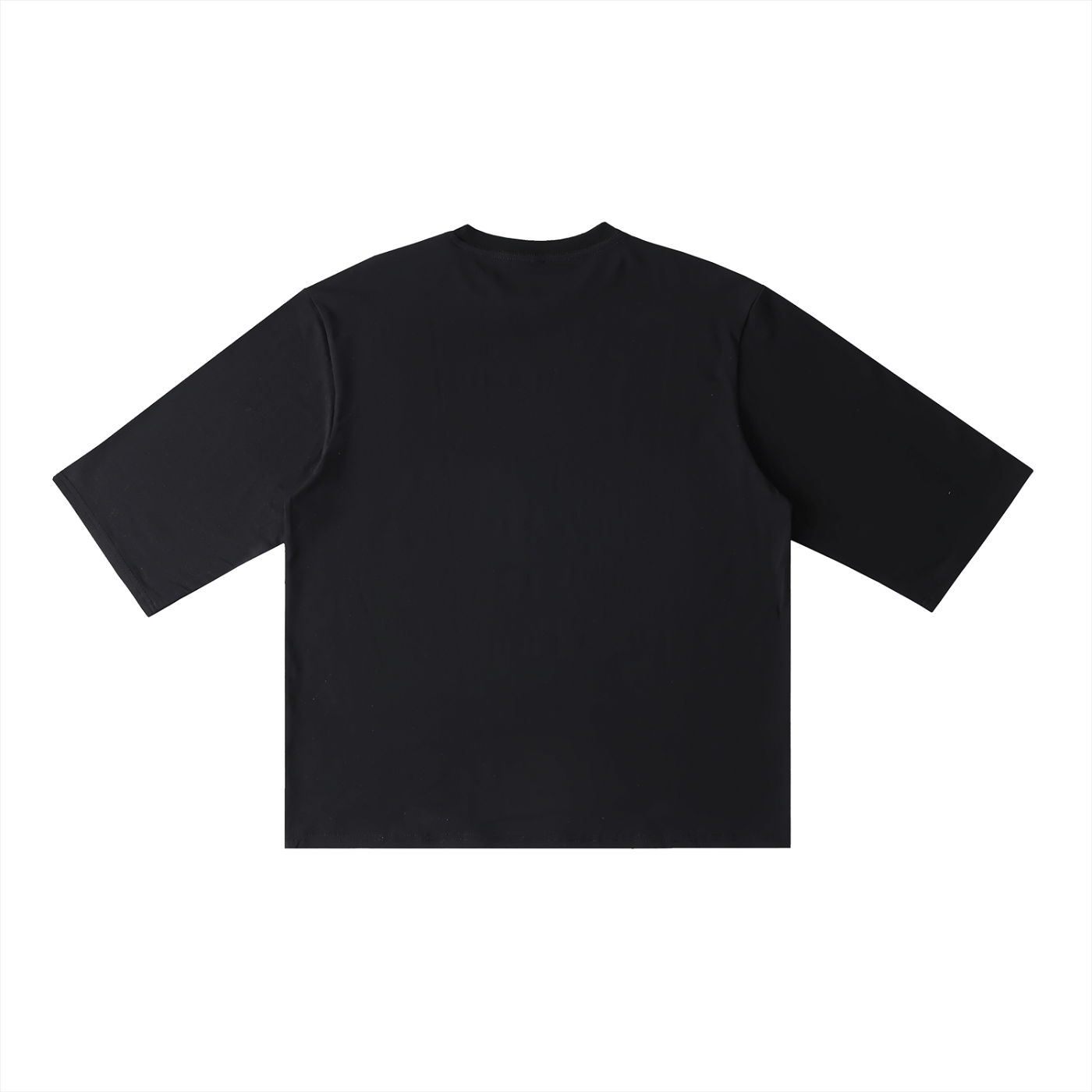 Black half sleeve ribbed t-shirt heavyweight streetwear flat lay on white background
