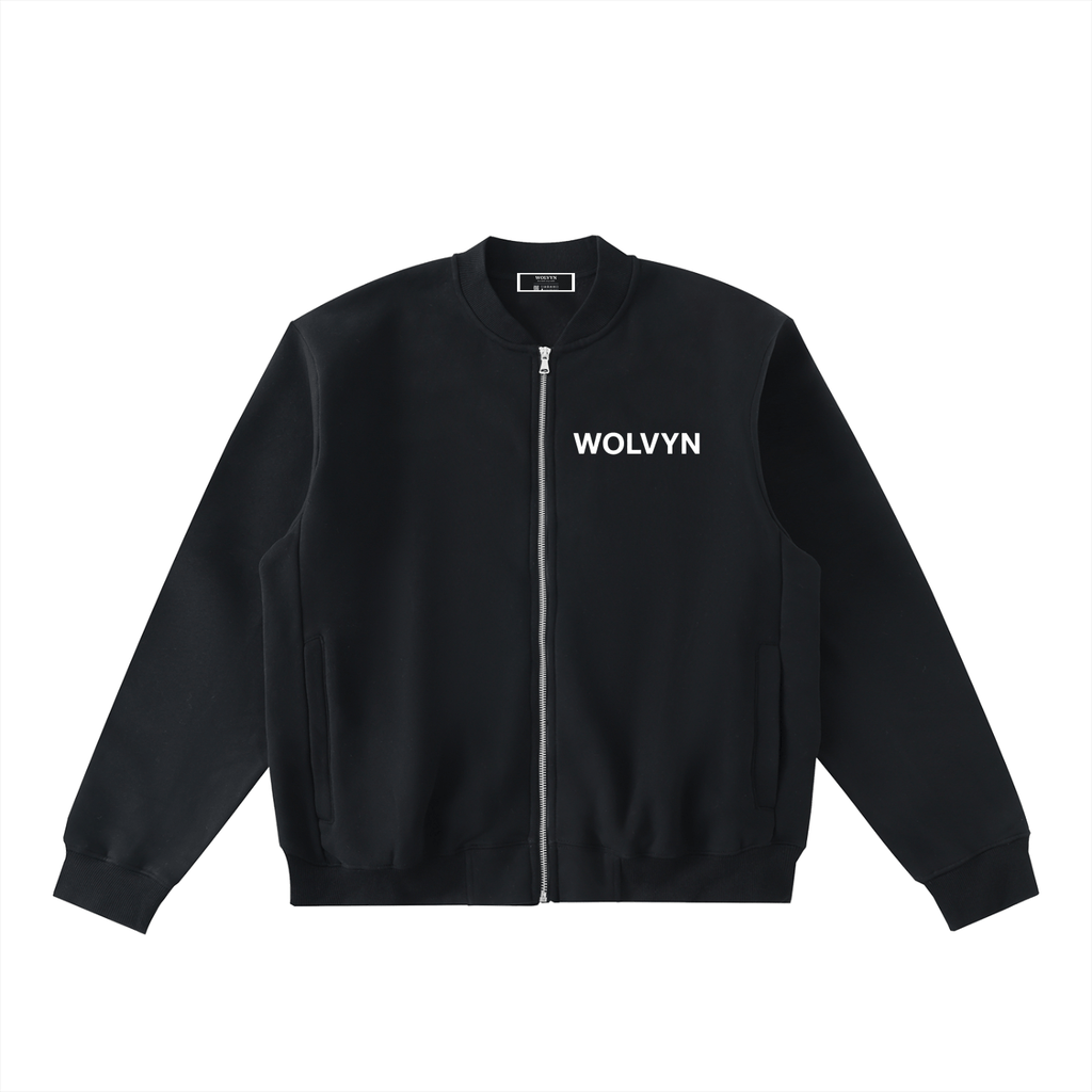 Essential Zip - Up Fleeced Varsity Jacket - Wolvyn Apparel