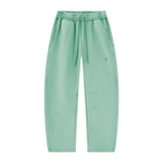 Wolvyn Apparel Foundations Layer 002 fleece sweatpants, unisex vintage wash mint green, barrel-leg, front view.