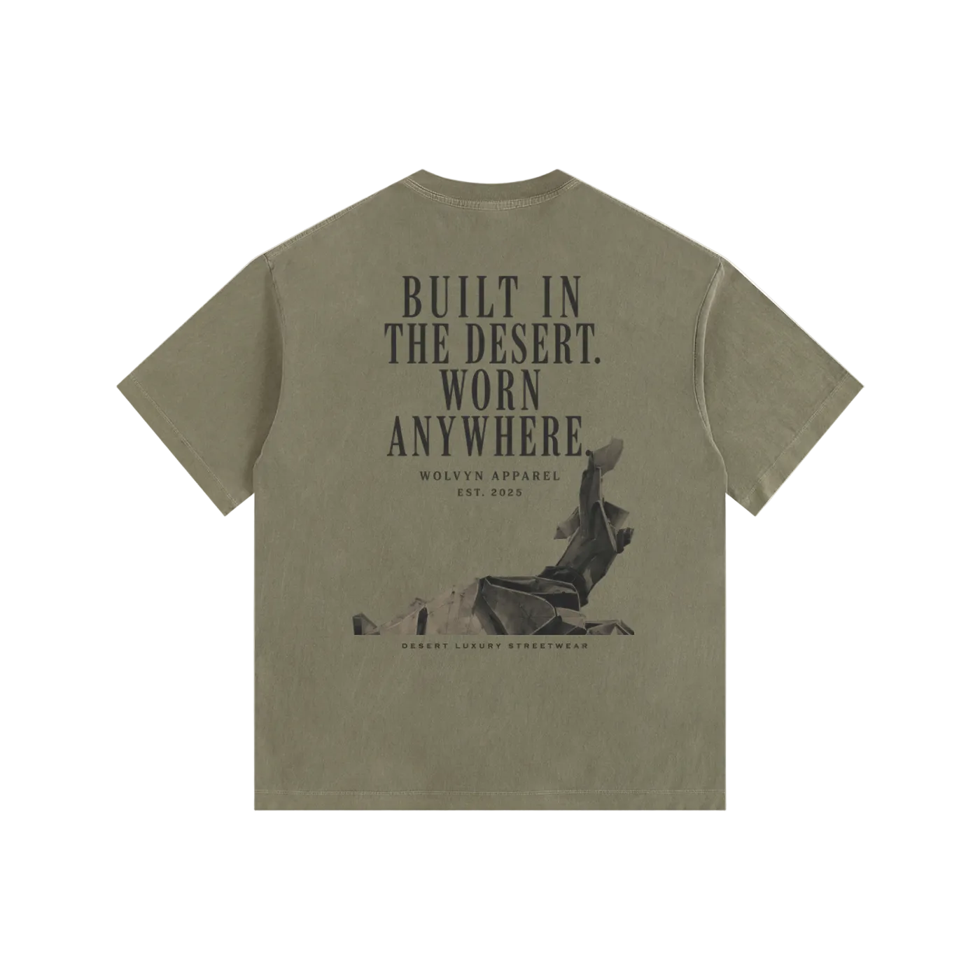 Built In The Desert by Wolvyn Apparel Vintage Washed Oversized Cotton T-Shirt