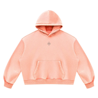 Foundations Layer 002 hoodie, unisex peach boxy fleece with hood and kangaroo pocket; Wolvyn Apparel, ODMPOD logo