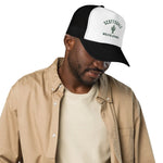 Man wearing black and white Scottsdale foam trucker hat with cactus graphic