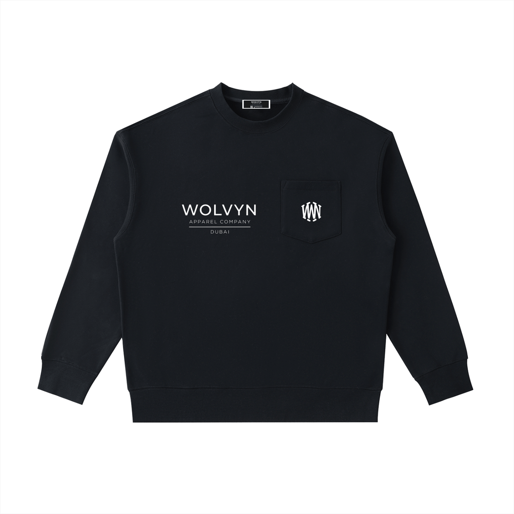 Heavyweight Patch Pocket Crewneck Sweatshirt - Wolvyn Apparel