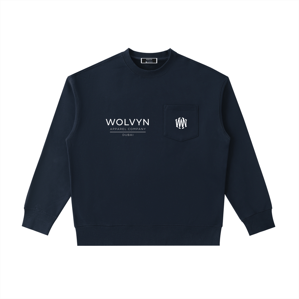 Heavyweight Patch Pocket Crewneck Sweatshirt - Wolvyn Apparel