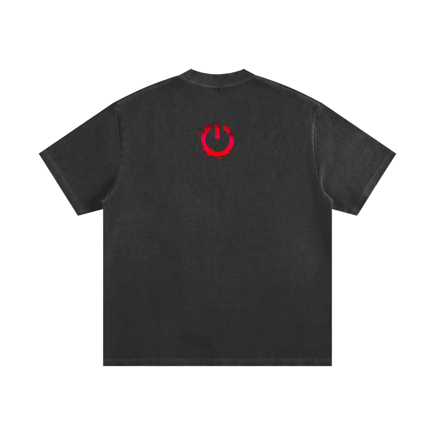 Heavyweight vintage washed black t-shirt with red painted circle graphic on back