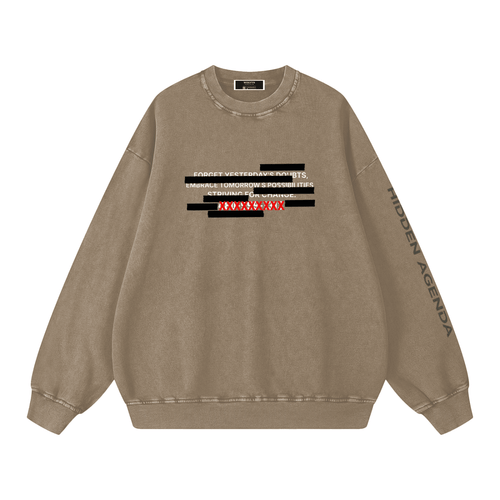 Hidden Agenda by Wolvyn Apparel "Redacted" Snow Washed Oversized Sweatshirt - Wolvyn Apparel