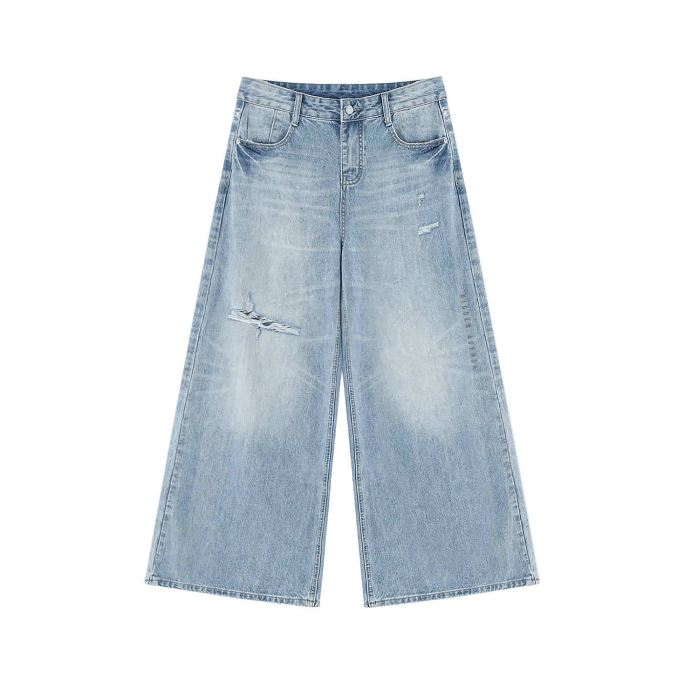 Hidden Agenda Women's Vintage Wash Distressed Wide Leg Jeans - Wolvyn Apparel