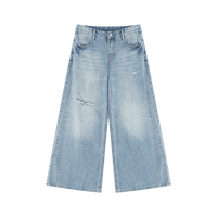 Hidden Agenda Women's Vintage Wash Distressed Wide Leg Jeans - Wolvyn Apparel
