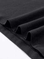 Tshirt fabric close-up in black with folded hem and double-stitched seams