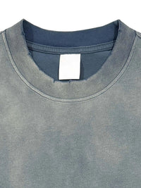 T-shirt neckline close-up of the Phoenix Nights Hand-Frayed Sunfade design; back neck tag visible