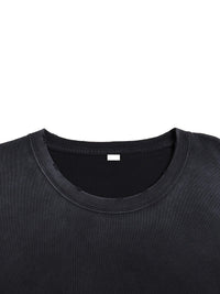 Wolvyn Apparel Curated Collection Vintage Washed Hand-Frayed T-shirt, black crew-neck