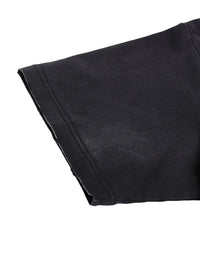 T-shirt sleeve close-up in black cotton with a double-stitched hem