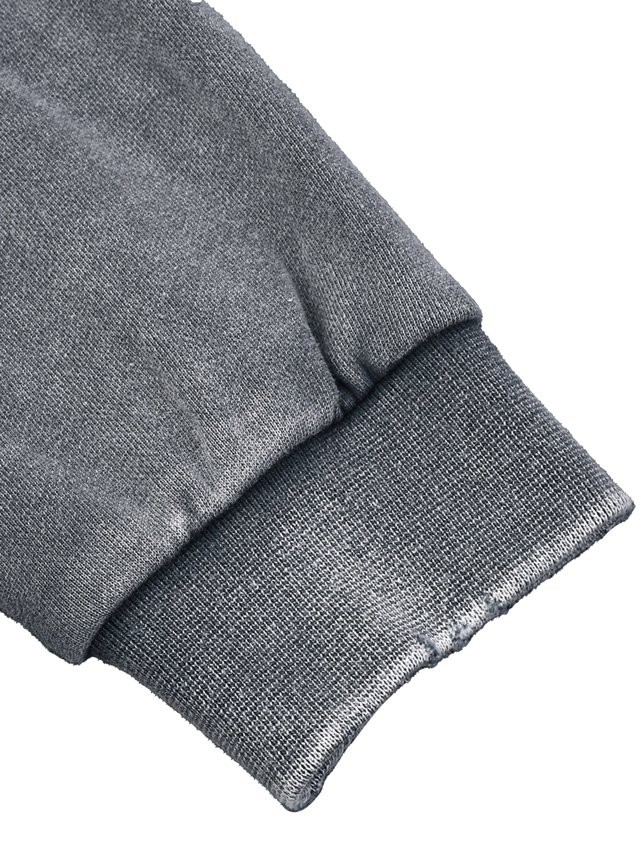 Close-up of grey heavyweight streetwear sweatshirt sleeve cuff detail