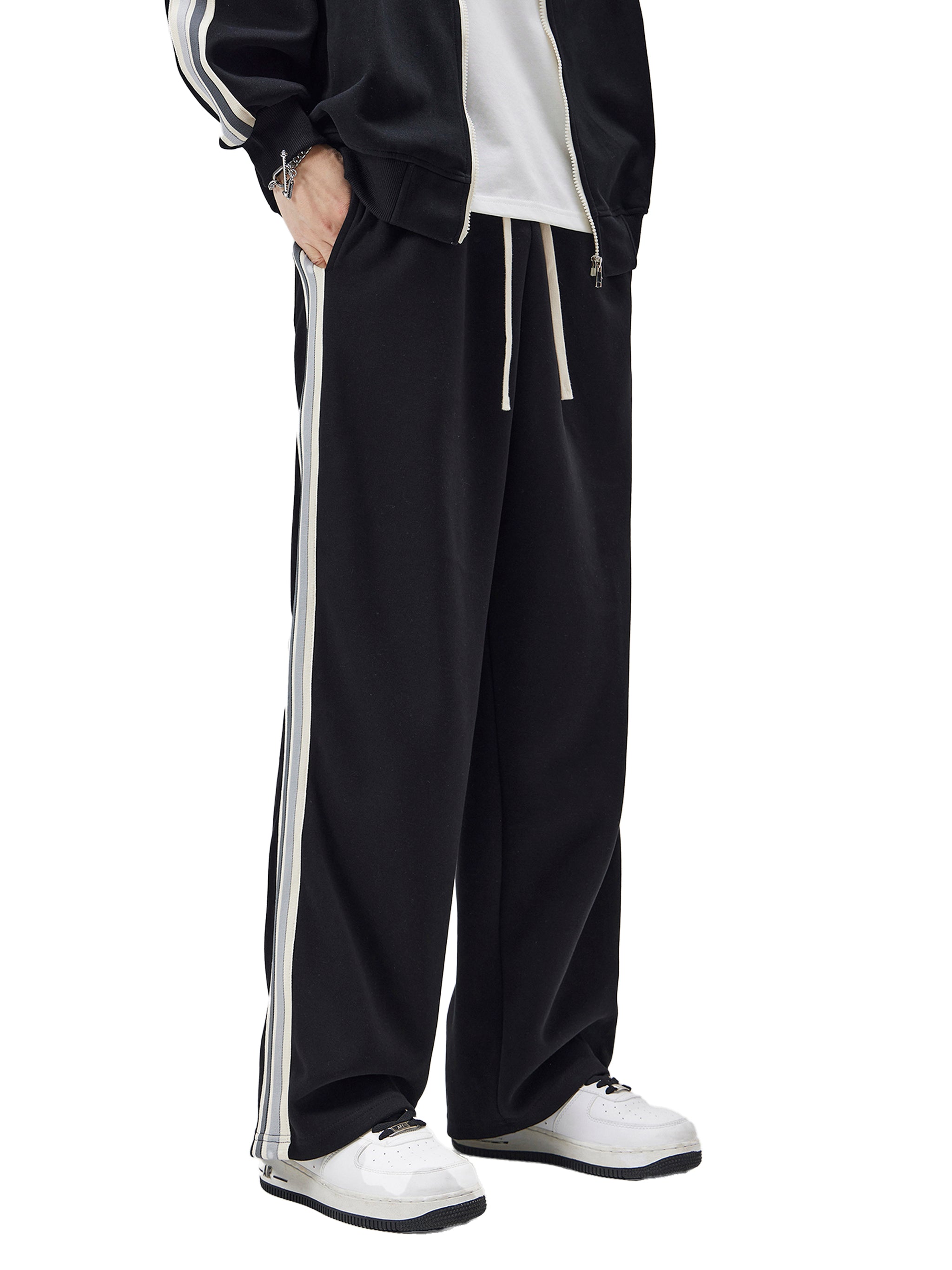 Wolvyn Apparel "Area 480" Contrast Side-Stripe Straight-Leg  Pants