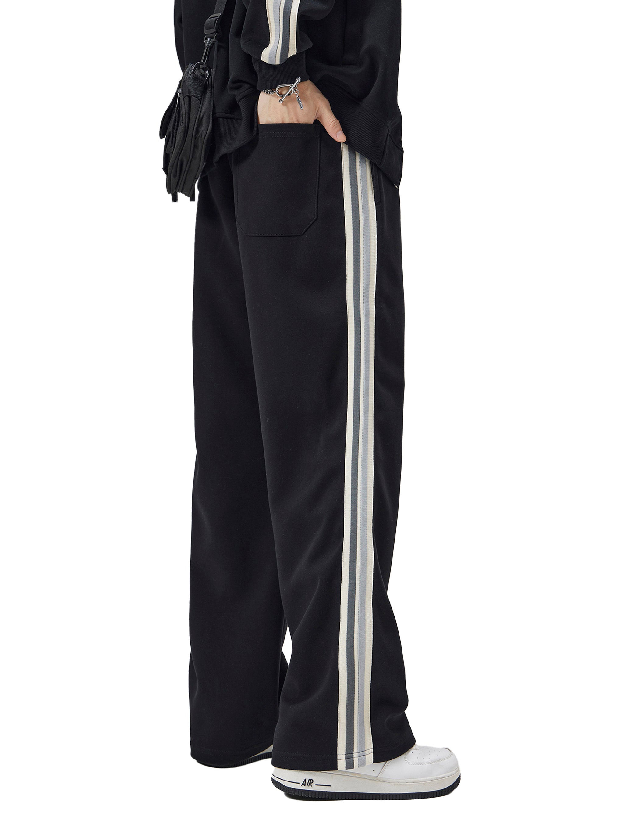 Wolvyn Apparel "Area 480" Contrast Side-Stripe Straight-Leg  Pants