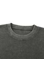 Wolvyn Apparel Mineral Wash Waffle Knit T-Shirt, gray textured neckline close-up