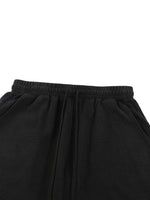 Wolvyn Apparel Mineral Wash Waffle Knit Shorts, black with elastic drawstring waistband; ODMPOD