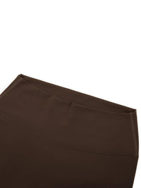 Leggings, brown high-waisted yoga style, ODMPOD for Wolvyn Apparel, flat lay.