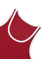 Wolvyn Apparel women's red cropped tank top with white ribbed trim