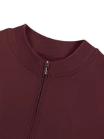 Bodysuit Wolvyn Apparel burgundy quarter-zip neckline close-up
