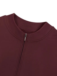 Bodysuit Wolvyn Apparel burgundy quarter-zip neckline close-up