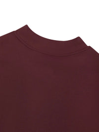 Wolvyn romper bodysuit neckline close-up in burgundy fabric