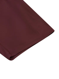 Wolvyn Apparel women's romper bodysuit in burgundy fabric with visible topstitching