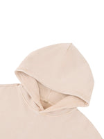 Hoodie, beige mineral-wash fabric with hood seam close-up