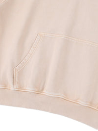 Hoodie in beige mineral-wash with front pocket