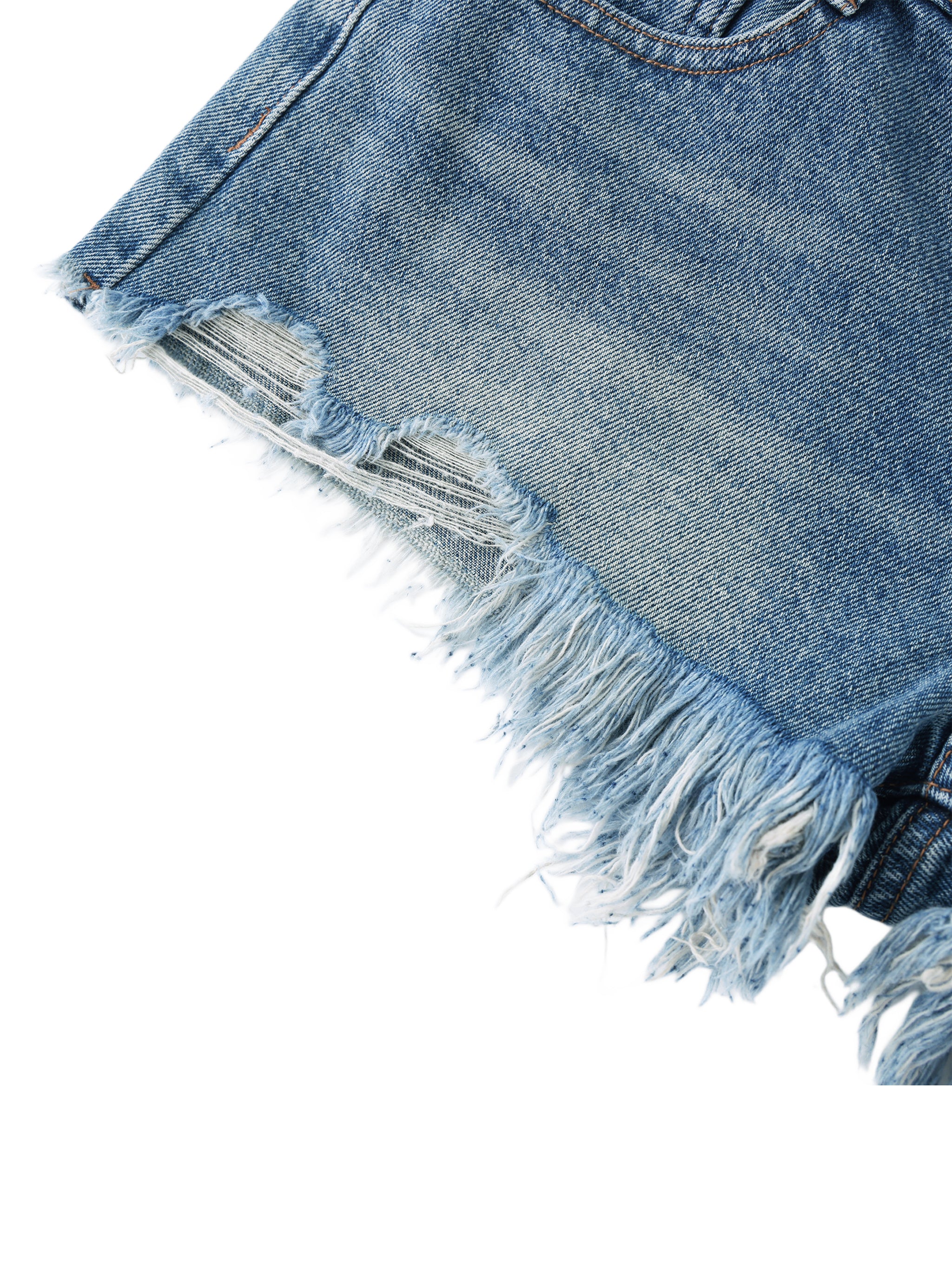 Wolvyn Apparel Women's Vintage Wash Raw Hem Denim Shorts