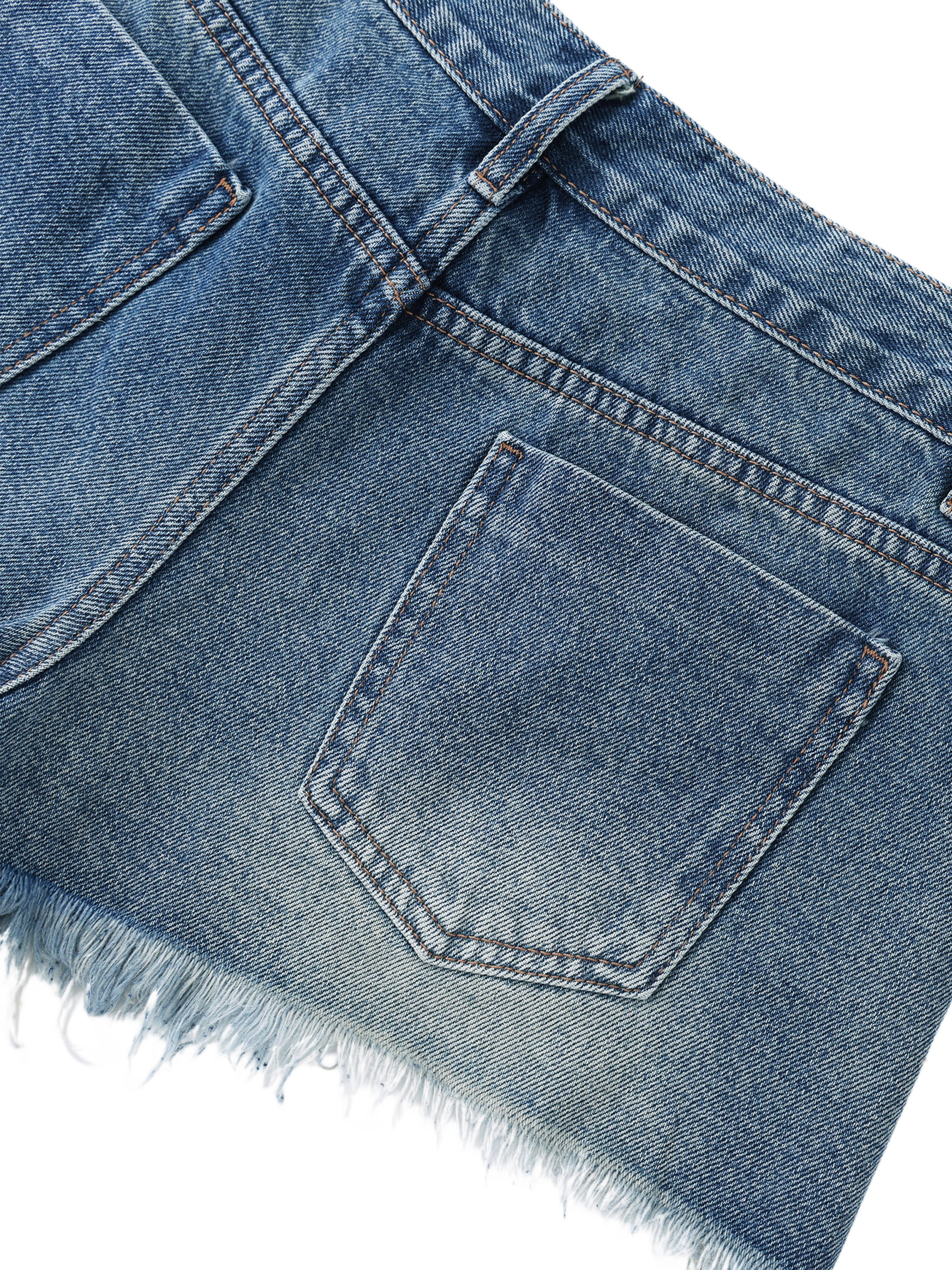 Wolvyn Apparel Women's Vintage Wash Raw Hem Denim Shorts