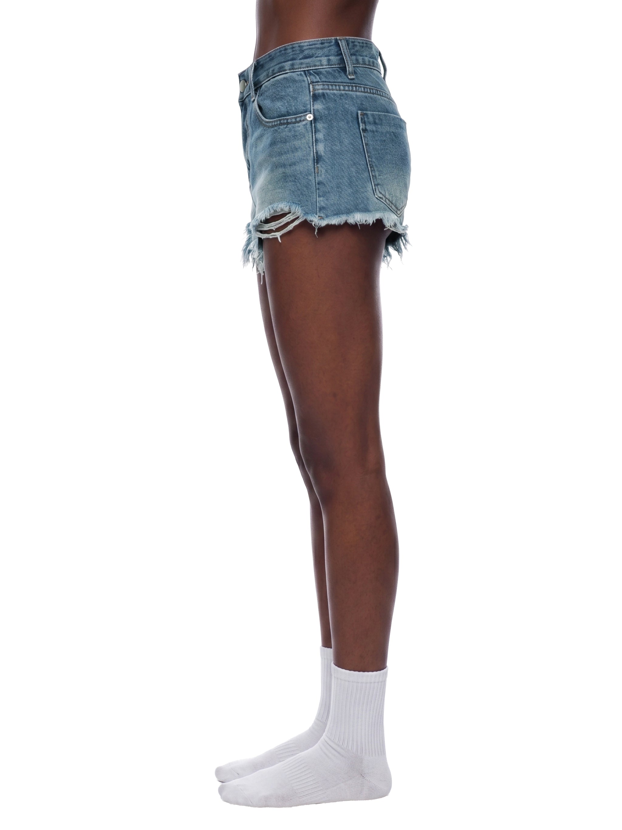 Wolvyn Apparel Women's Vintage Wash Raw Hem Denim Shorts