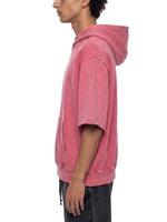Hoodie, pink mineral-wash, short-sleeve unisex with hood