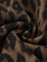 Shorts with brown and black leopard print heavyweight knit fabric