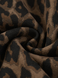 Shorts with brown and black leopard print heavyweight knit fabric