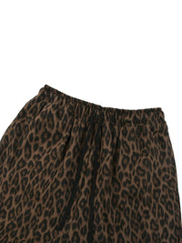 Shorts with brown leopard print, heavyweight fabric and black drawstring waist