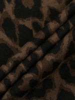 Shorts: Villain by Wolvyn Apparel leopard print heavyweight drawstring in brown/black knit fabric