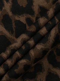 Shorts: Villain by Wolvyn Apparel leopard print heavyweight drawstring in brown/black knit fabric